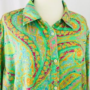 Colorful Ralph Lauren Button Down Top 3X